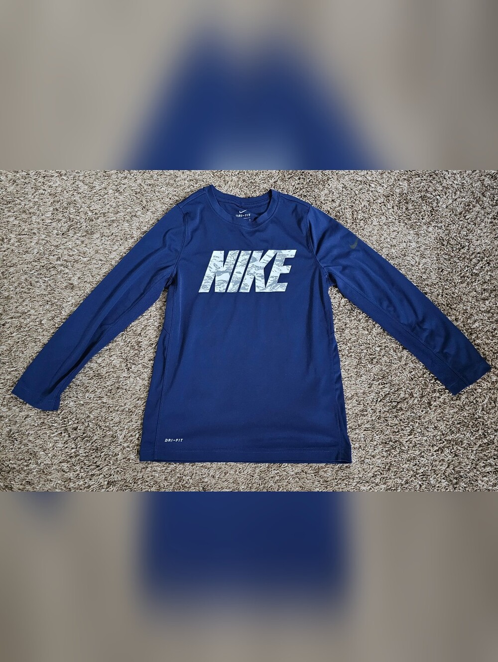 Nike Blue Dri-Fit Compression Crew Neck Long Sleeve Top Youth Medium M Shirt Boy